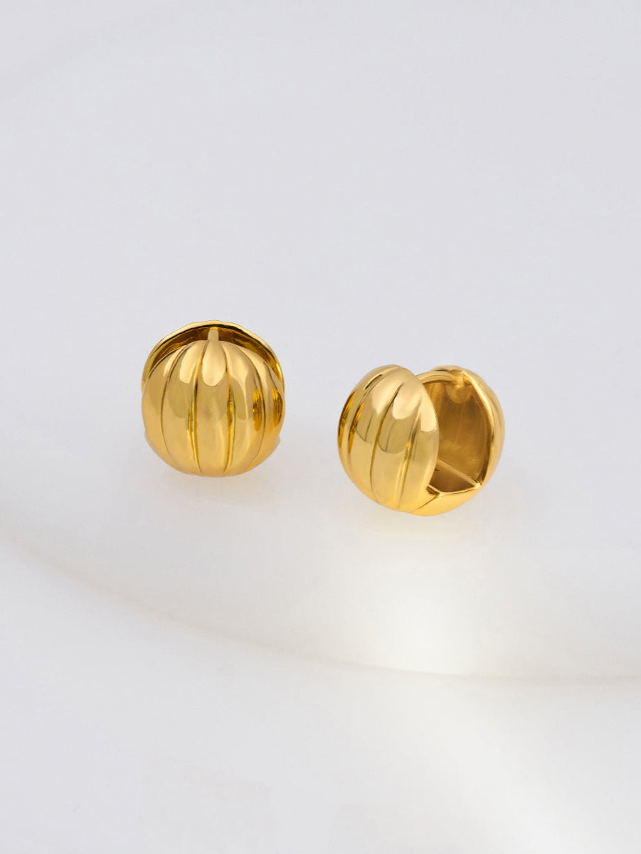 Dome Ripple 11mm Earrings | 14K Gold Plated Brass