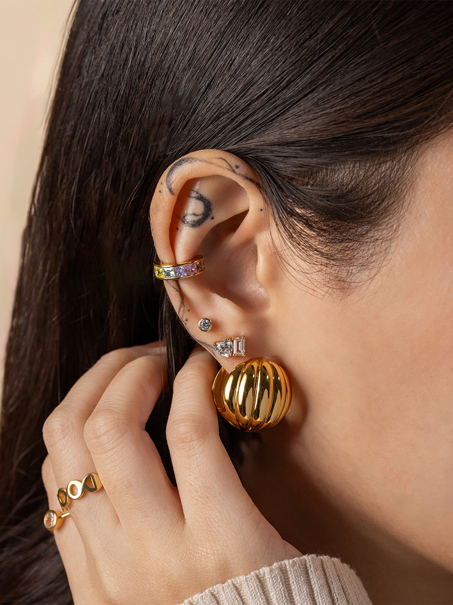 Dome Ripple 20mm Earrings | 14K Gold Plated Brass