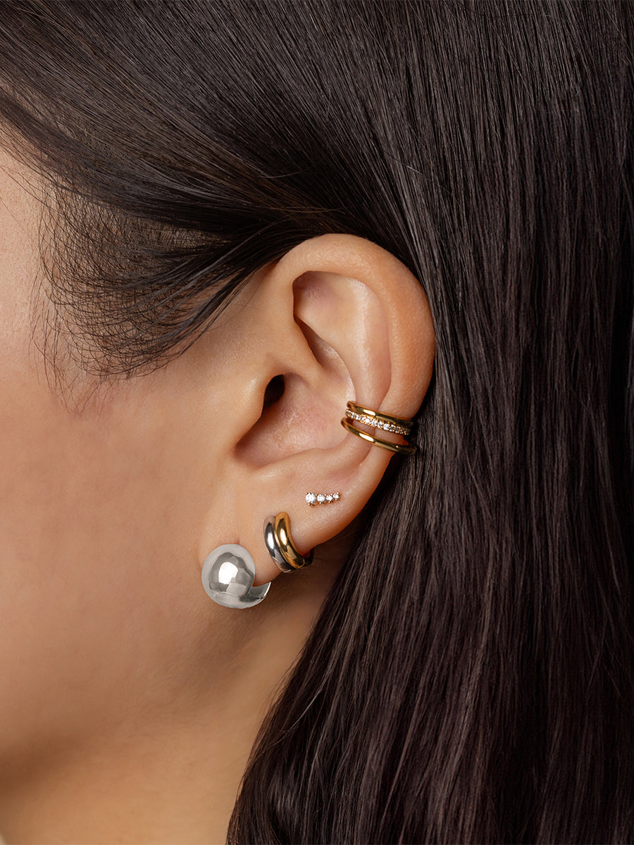 Dome 11mm Earrings | Silver Rhodium Plated Brass