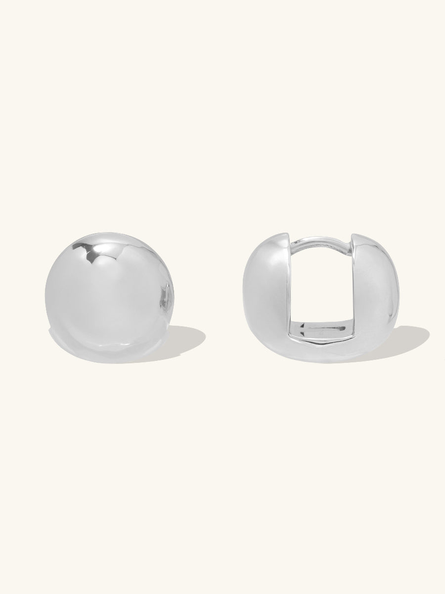 Dome 11mm Earrings | Silver Rhodium Plated Brass