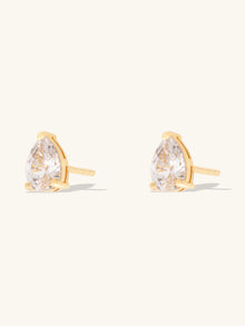 3mm Teardrop Stud Earrings | 5A Grade Cubic Zirconia | 14K Gold Plated Brass