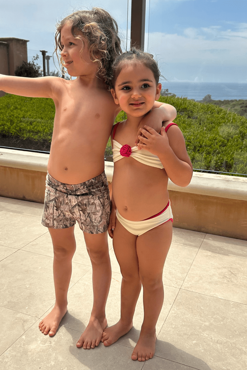 Mini | Rosa Lulu Bikini Set | Cream Raspberry Binded