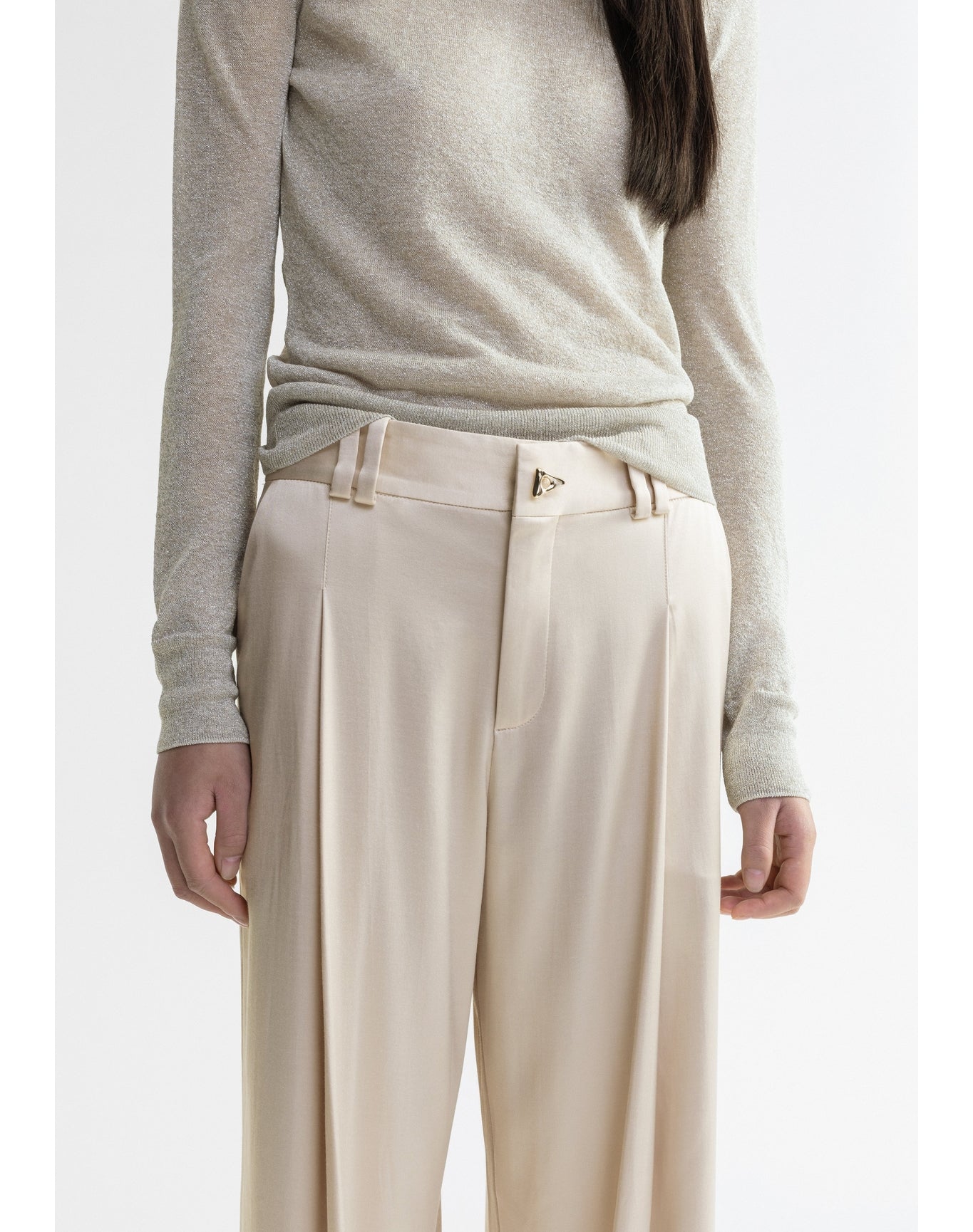 Wellen | Satin Wide-Leg Pants | Silver