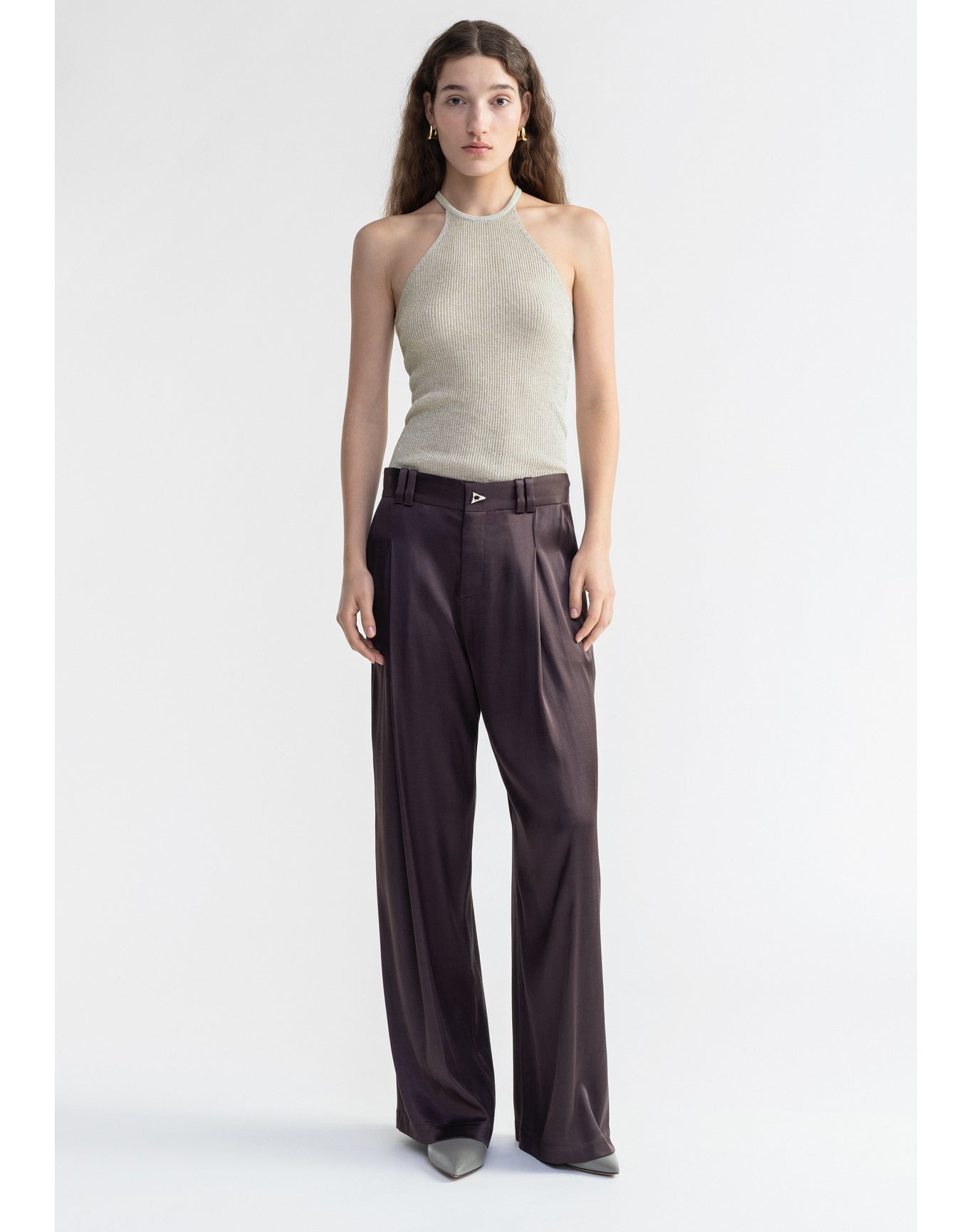 Wellen | Satin Wide-Leg Pants | Storm