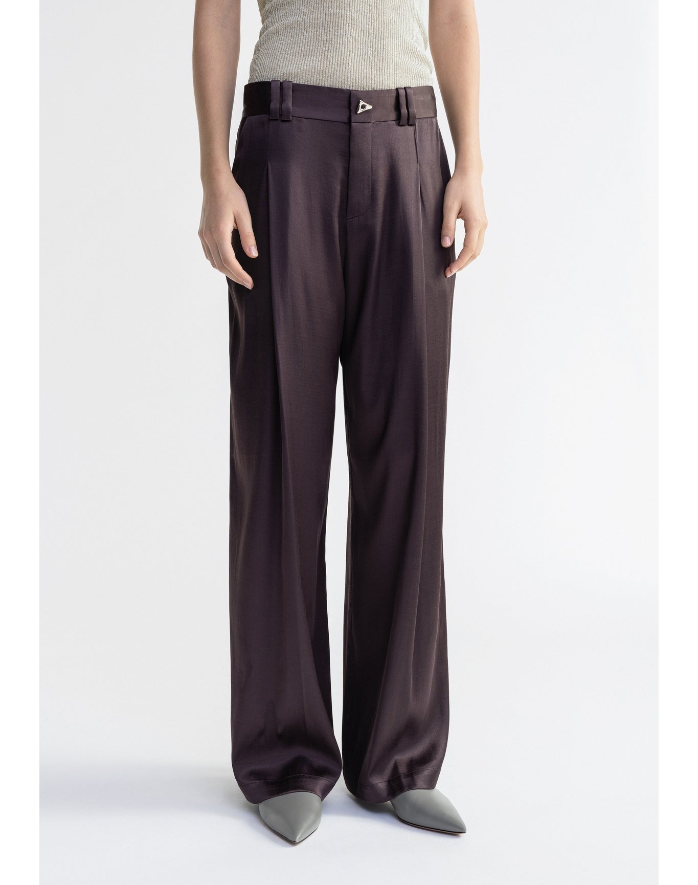 Wellen | Satin Wide-Leg Pants | Storm