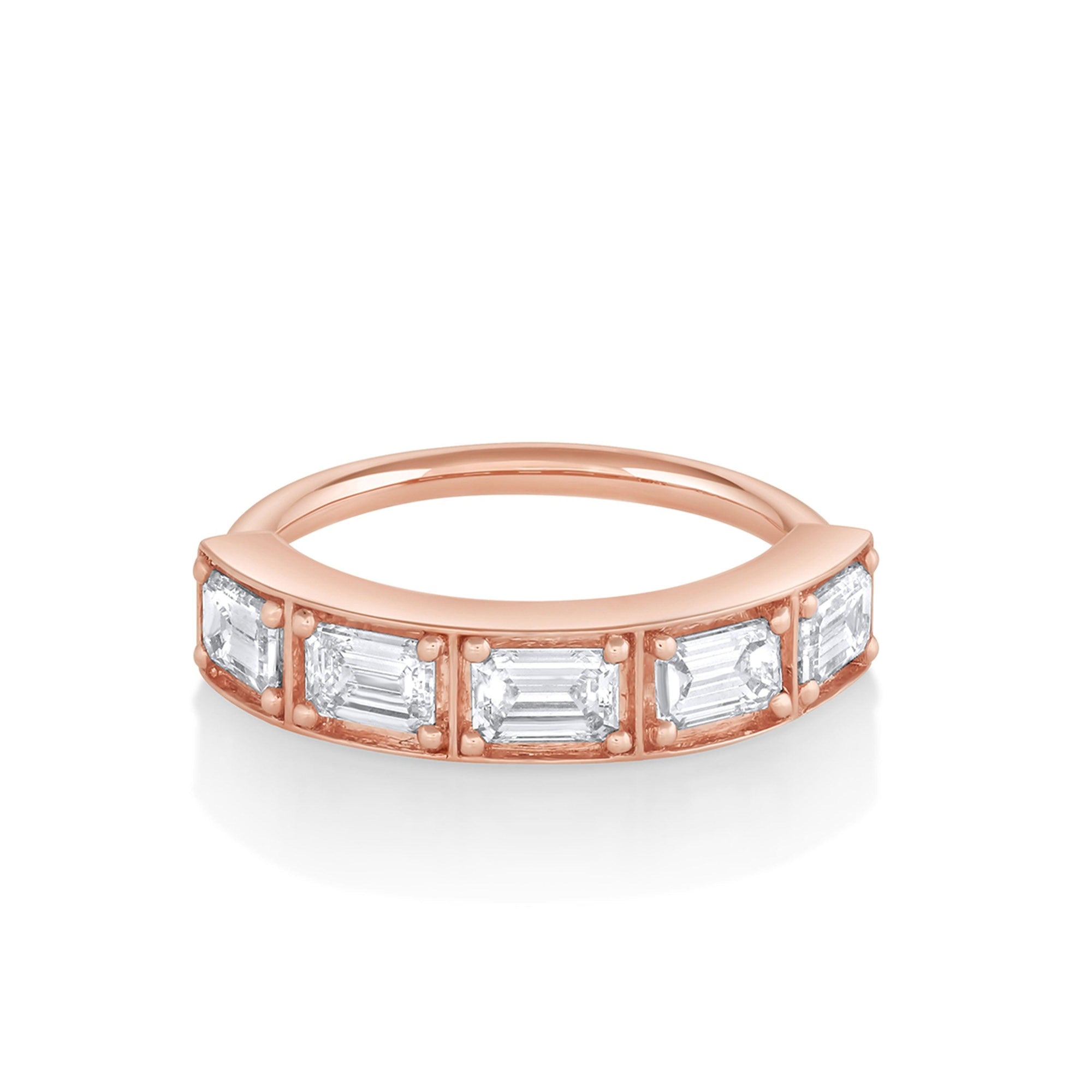 Women | White Diamond Maxine Step Cut Stacker | 14k Rose Gold