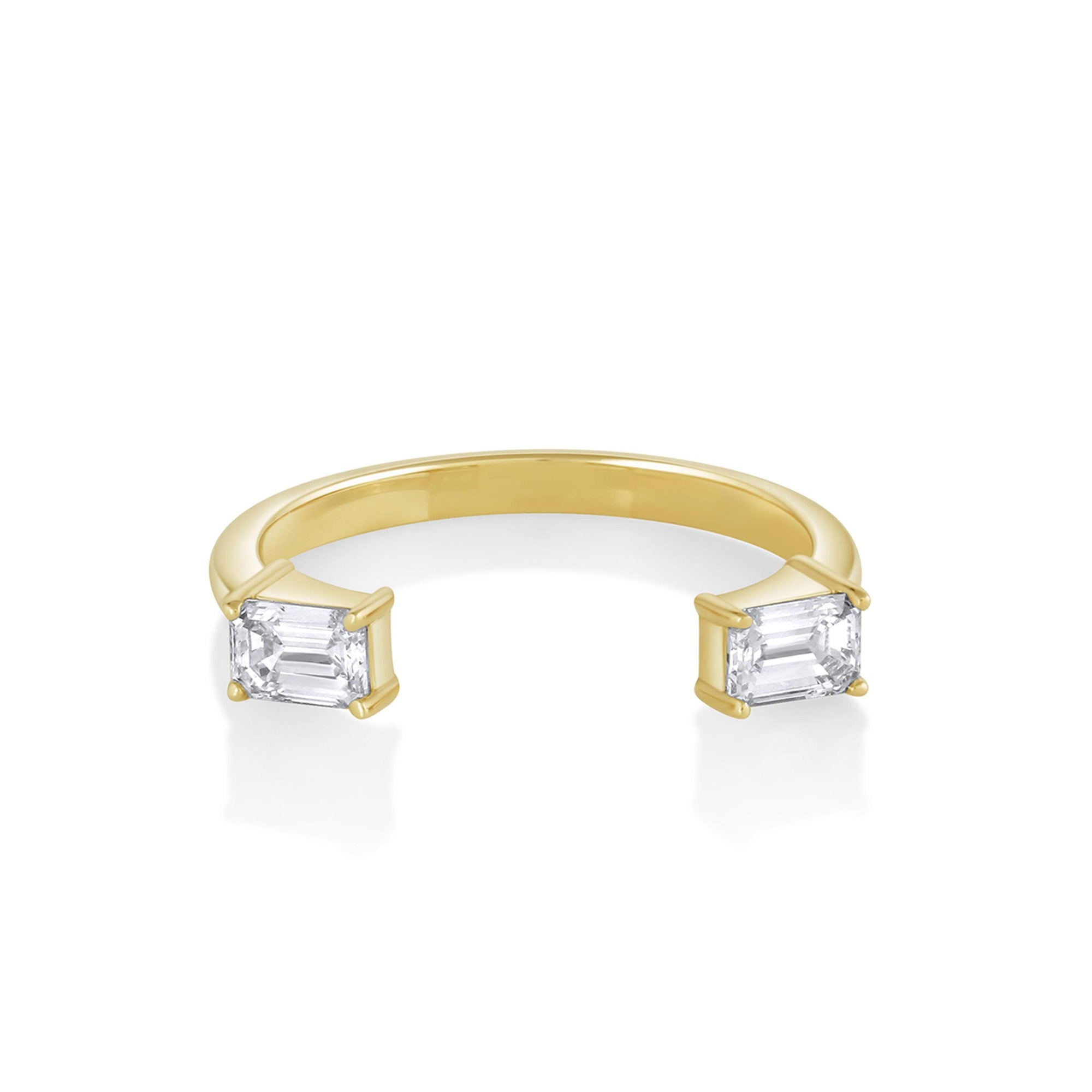 Women | White Diamond Thea Open Shank Band | 14k Yellow Gold