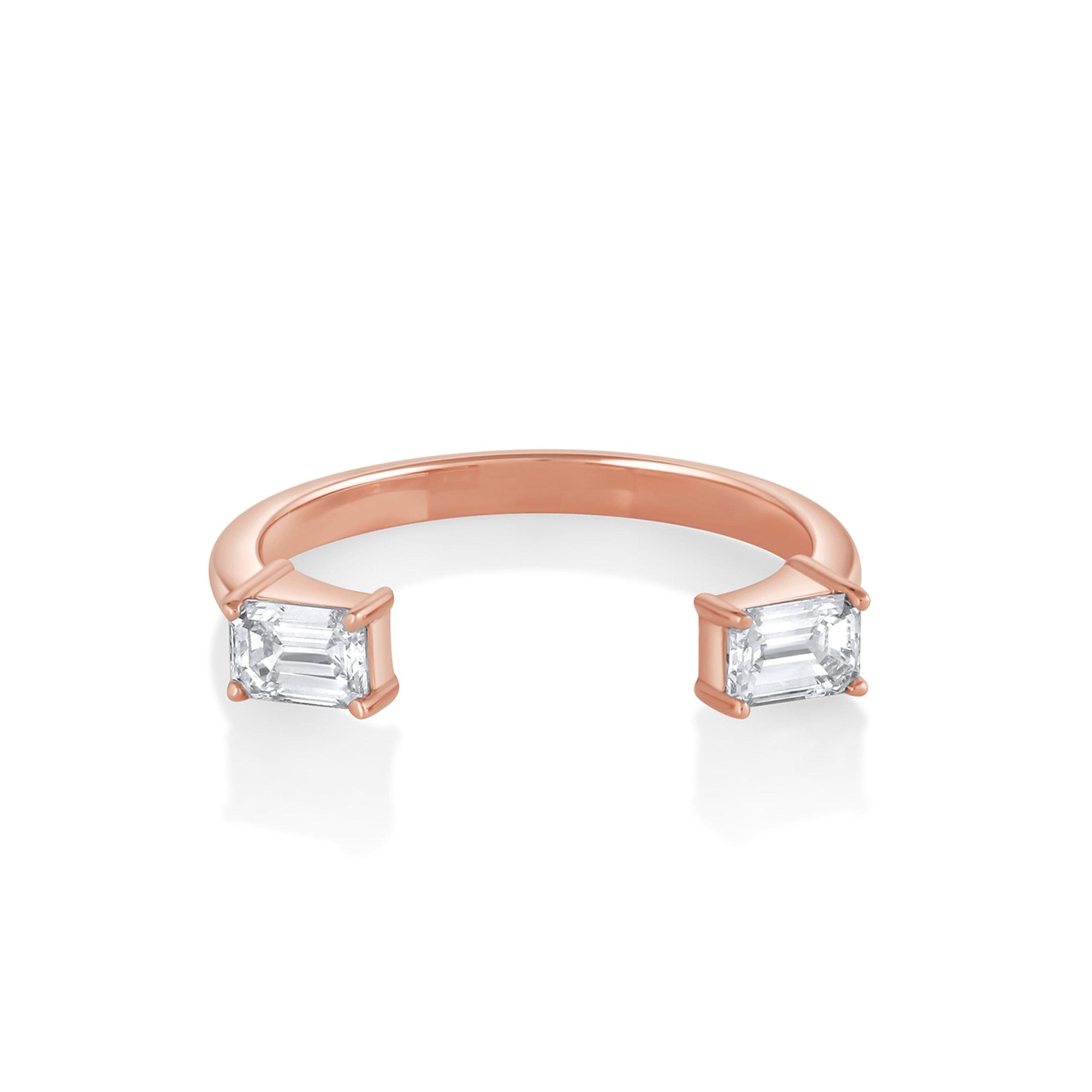 Women | White Diamond Thea Open Shank Band | 14k Rose Gold