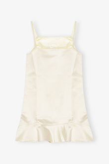 White Duchesse Satin Mini Dress | Egret