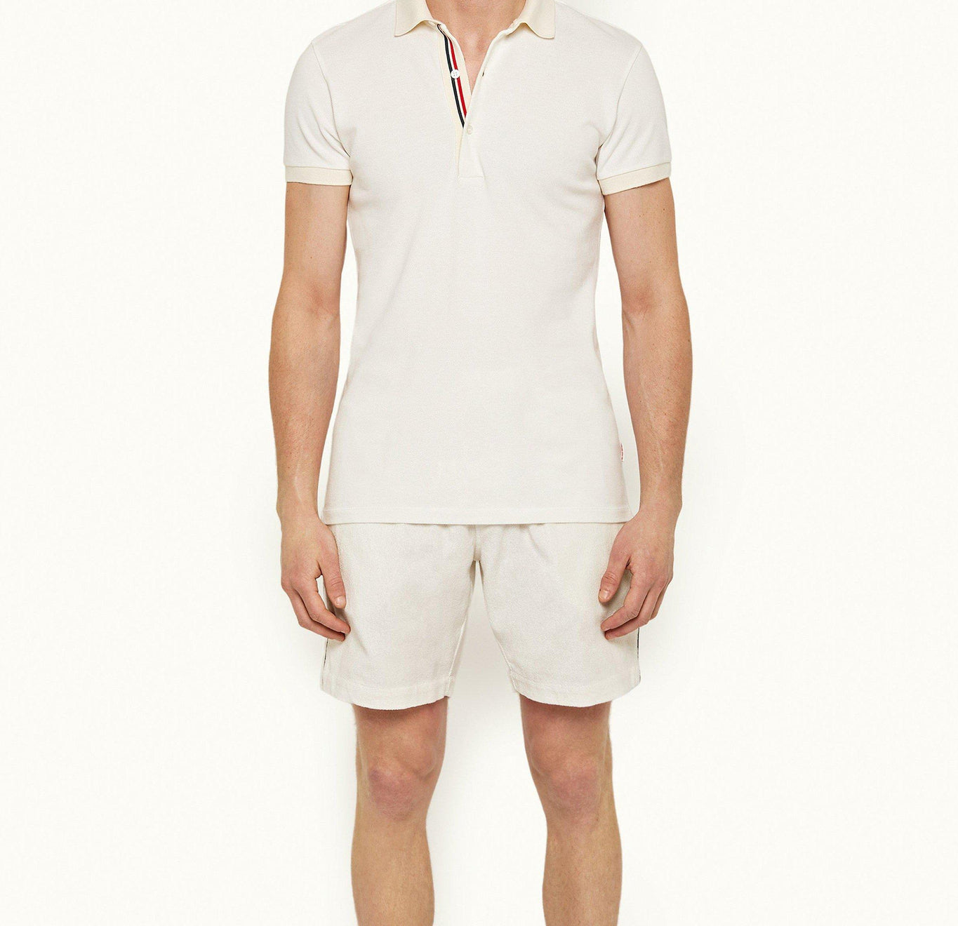 Whiteside O.B Stripe Organic Cotton Polo Shirt | White Sand