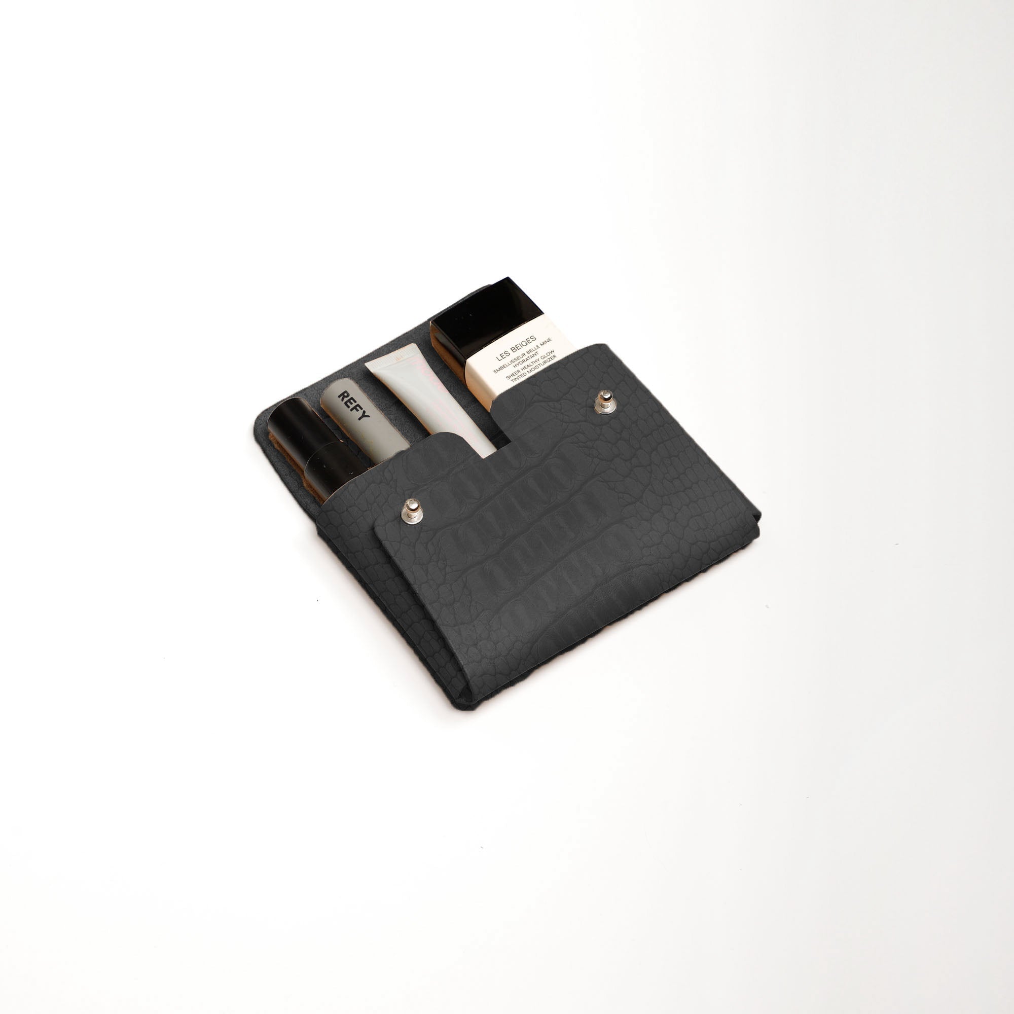 Croco Medium Pouch | Black