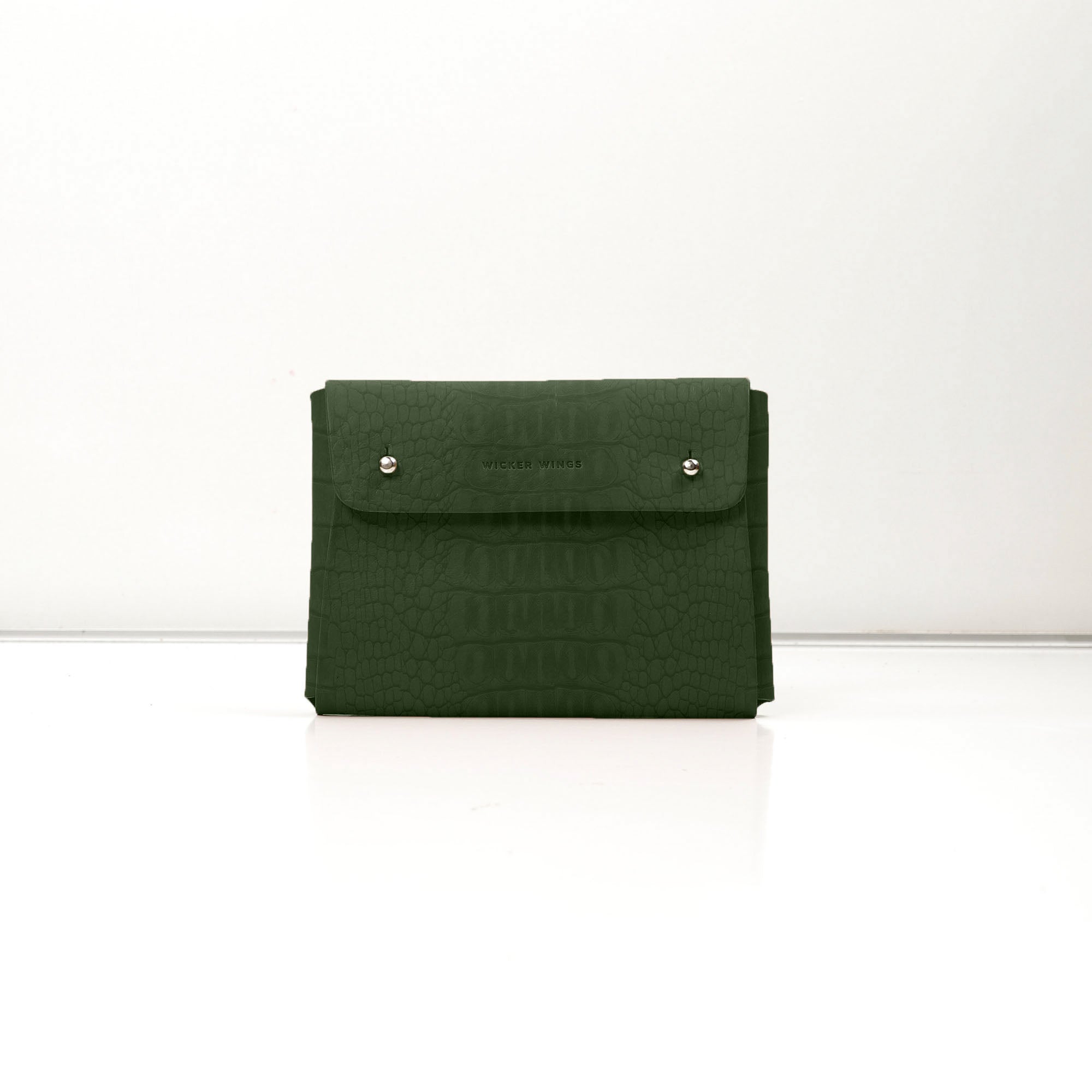 Croco Medium Pouch | Green