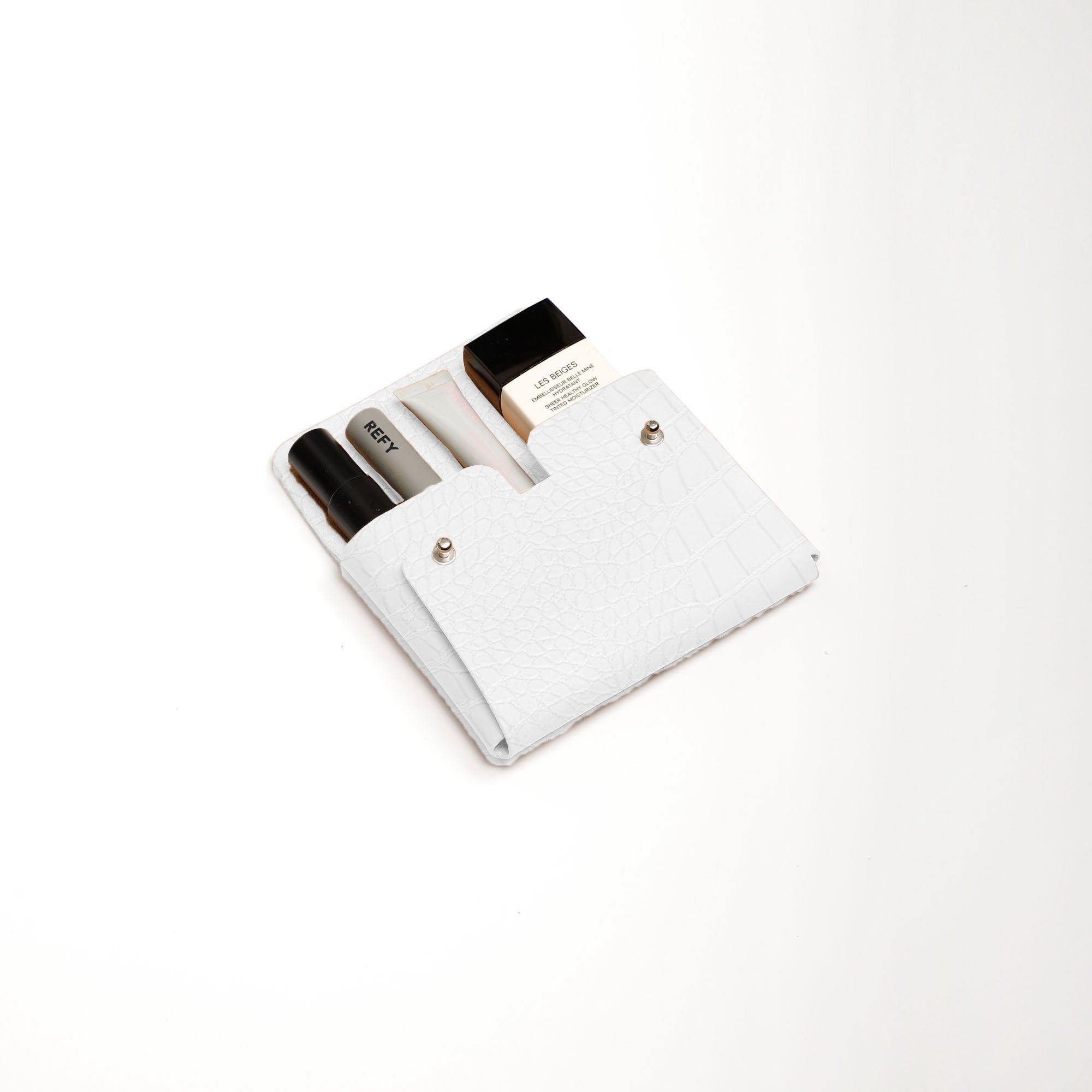Croco Medium Pouch | White