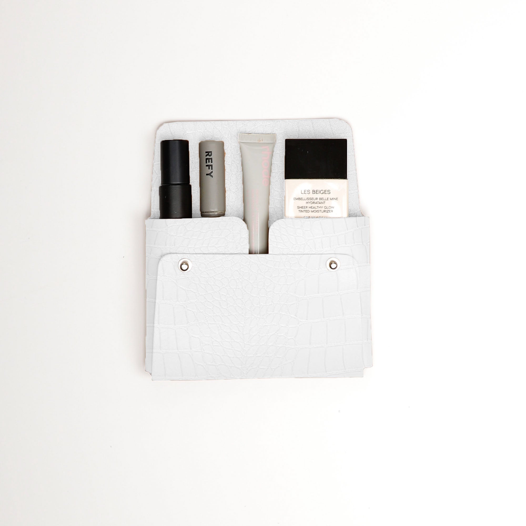 Croco Medium Pouch | White