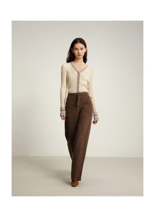 Wide-Leg Knitted Pants | Brown