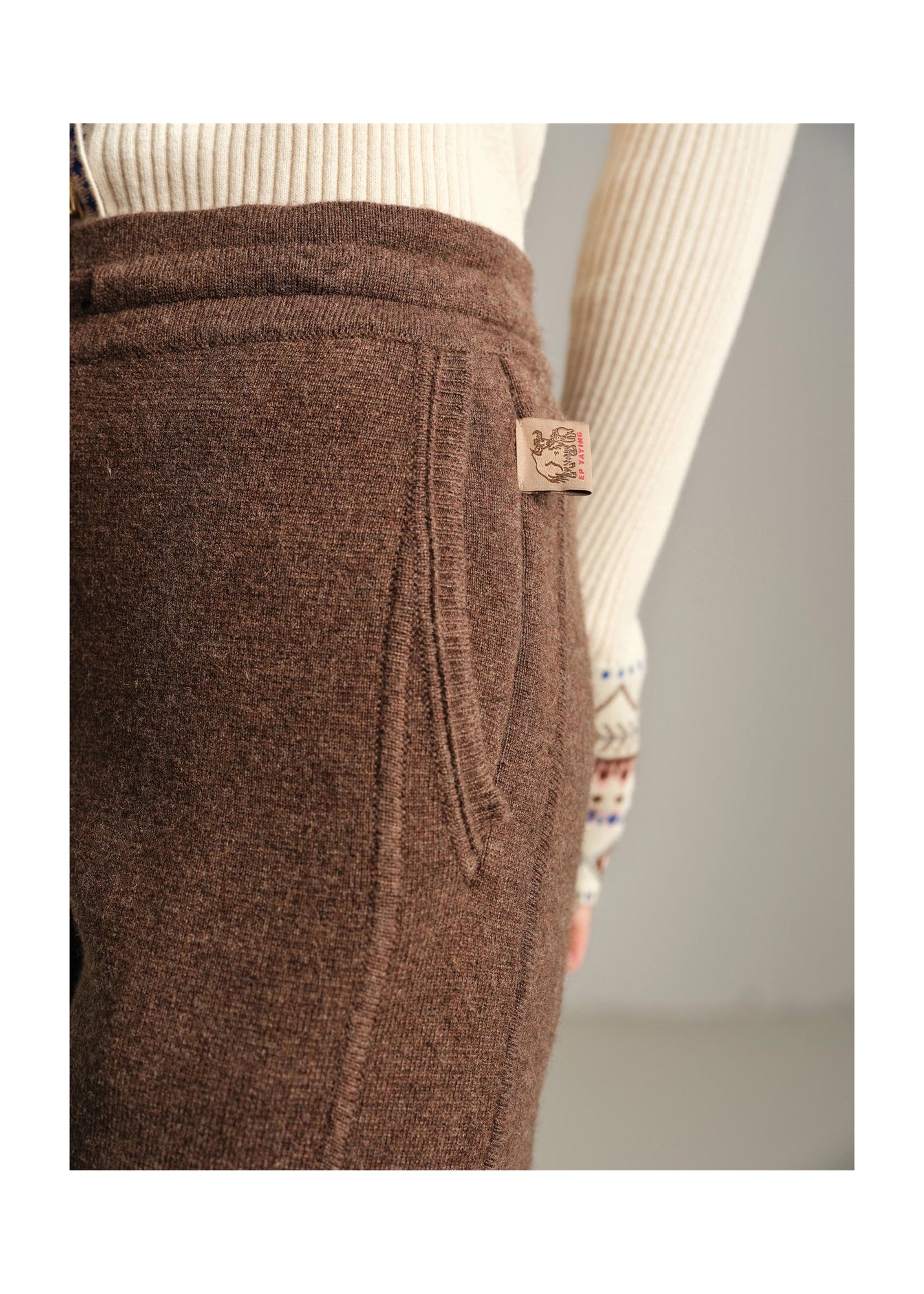 Wide-Leg Knitted Pants | Brown