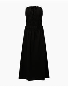 Women | Air Linen Smocked Maxi Dress | Black
