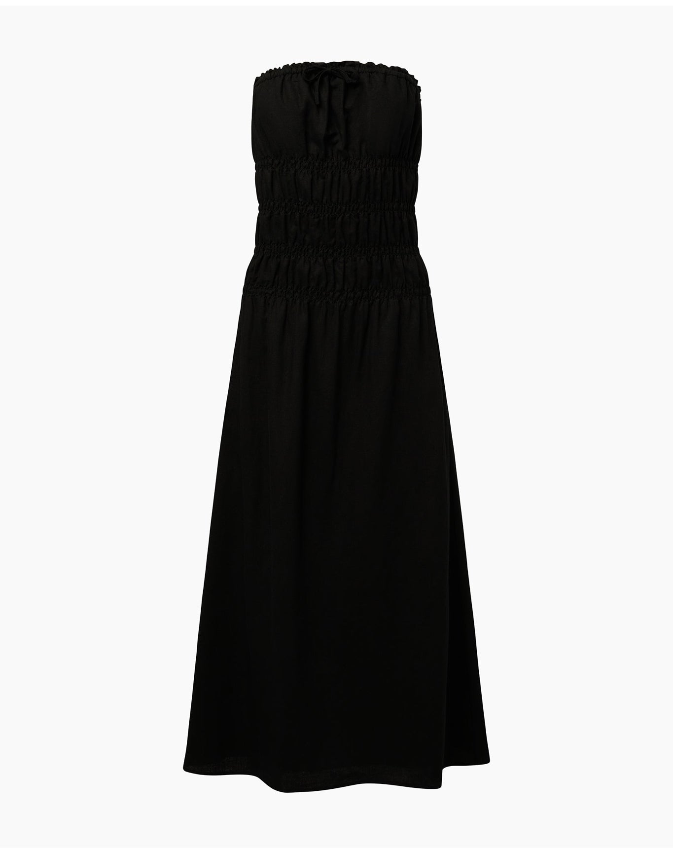 Women | Air Linen Smocked Maxi Dress | Black