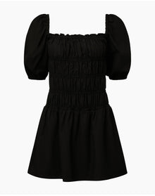 Women | Air Linen Smocked Mini Dress | Black