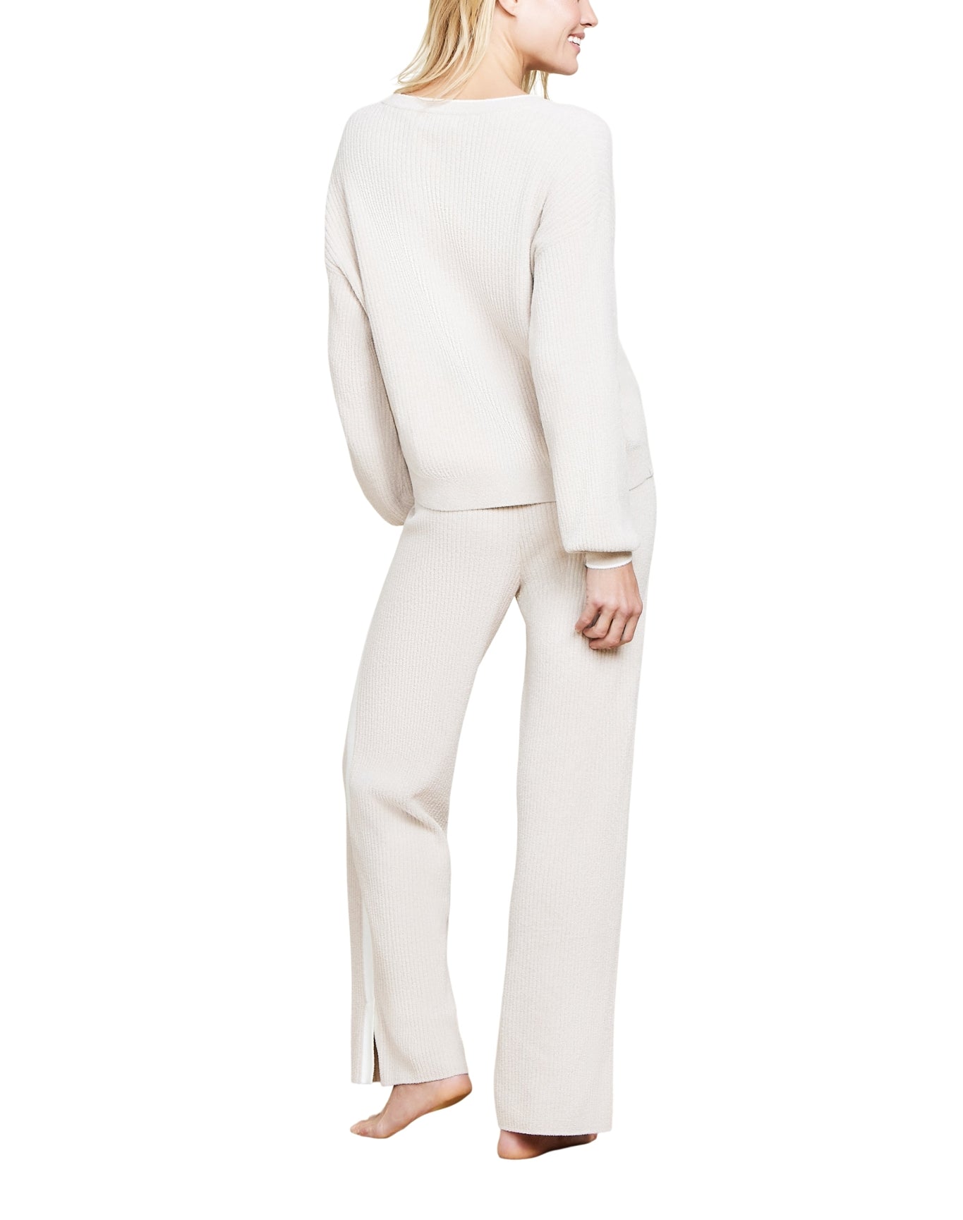 Women | Cozychic Ultra Lite Contrast Ribbed Slit Pant | Stone-Pearl