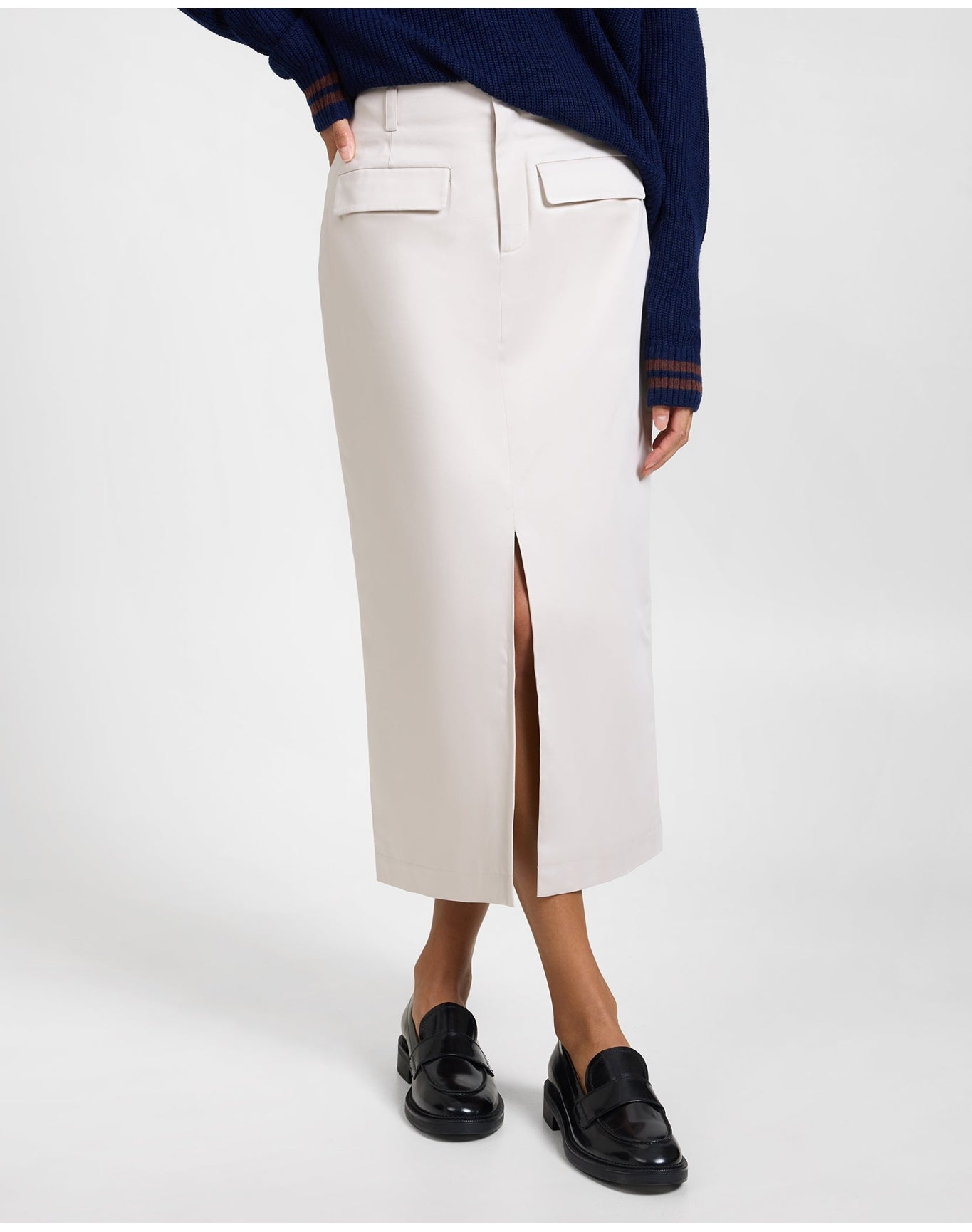 Women | Front Slit Midi Skirt | Stone