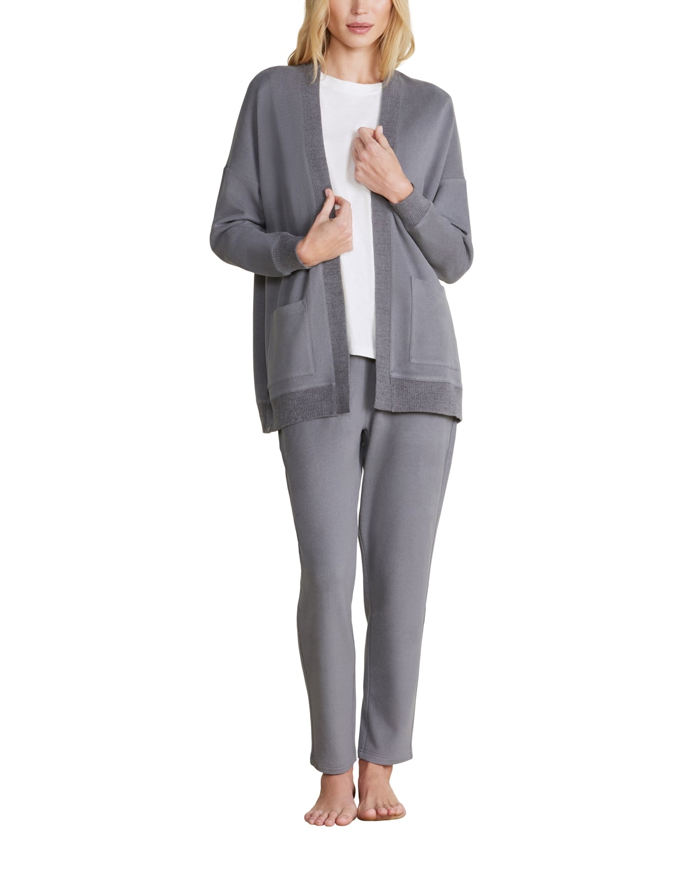 Women | MC Brushed Fleece Sweater Mix Cardigan | Coal