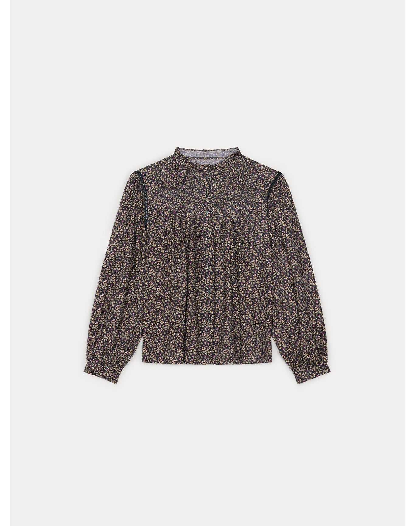 Women | Madison Shirt Petrole Flowers | Brown