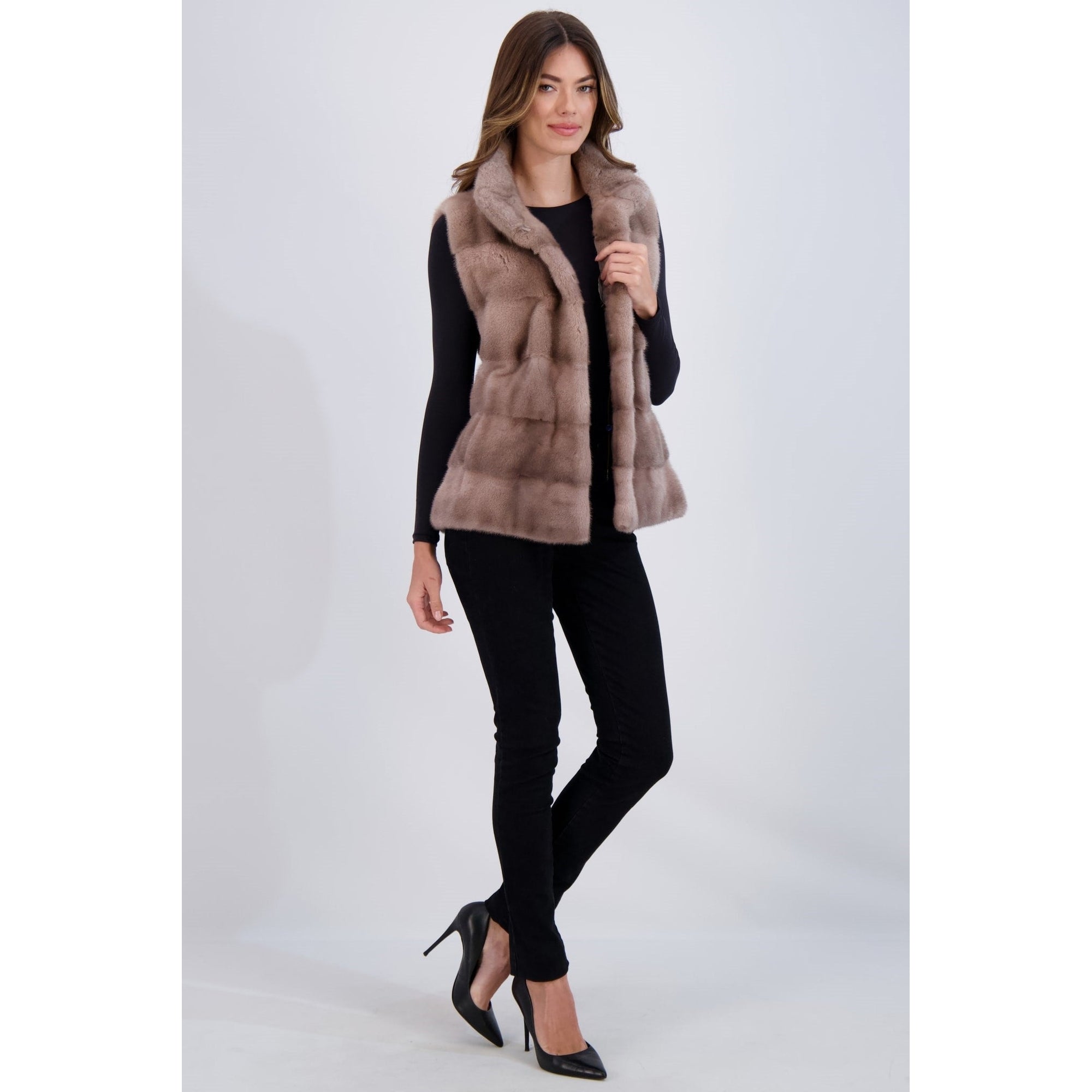 Women | Mink Vest | Smoky Rose