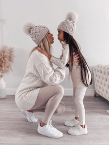 Women | Sandstone Merino Wool Adult Beanie Hat | Beige