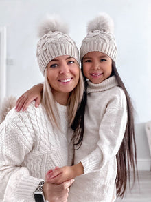 Women | Sandstone Merino Wool Adult Beanie Hat | Beige