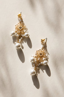 Women | Star Pearl Drop Earrings | Gold