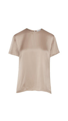 Woven Top in Viscose Satin | Taupe