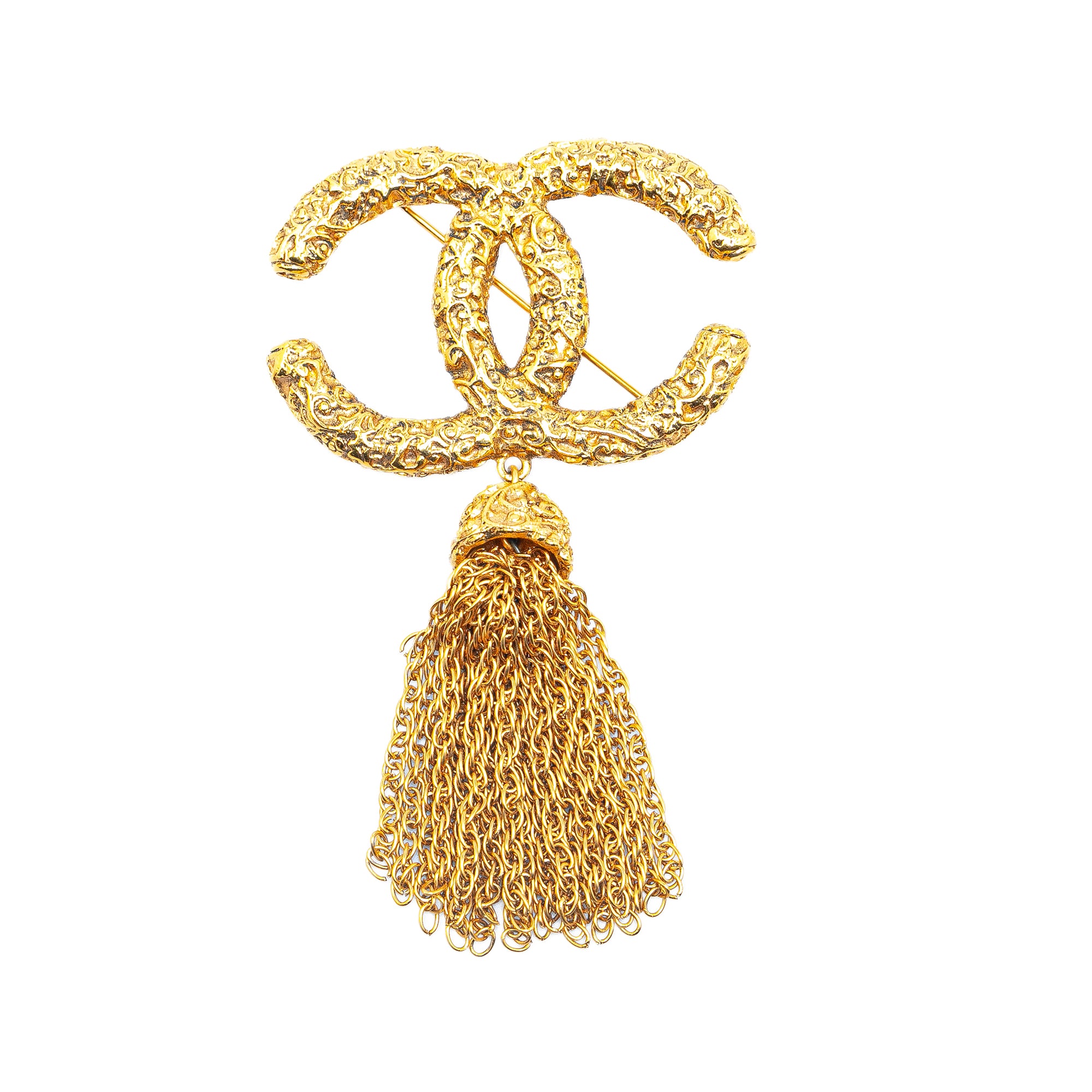 Chanel | Pre-Owned Gold Plated CC Fringe Brooch | Gold