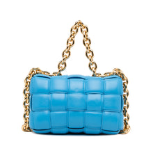 Bottega Veneta Pre-Owned Lambskin Intrecciato Padded Chain Cassette Satchel | Women | Blue