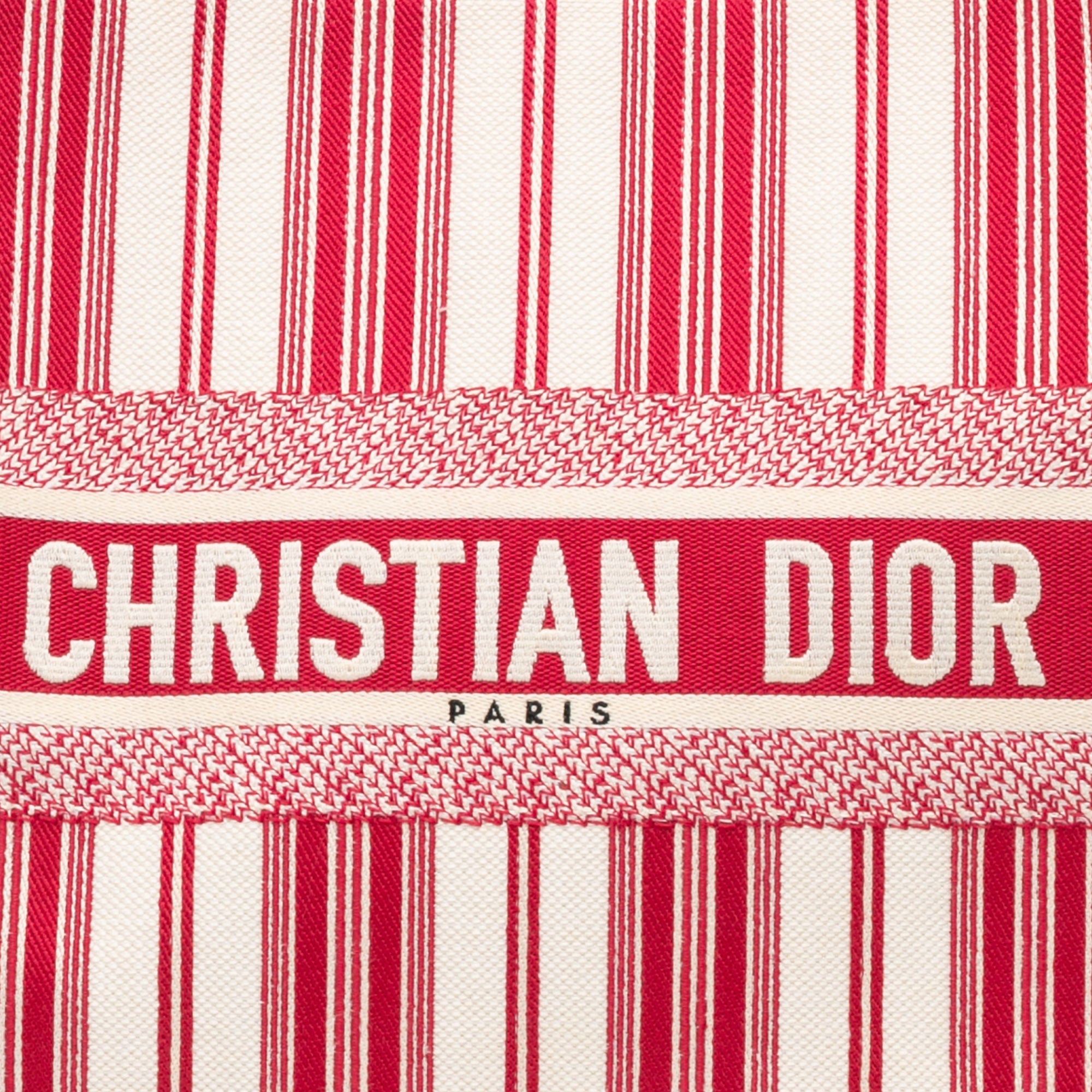 Dior | Pre-Owned Large Striped Book Tote | Red