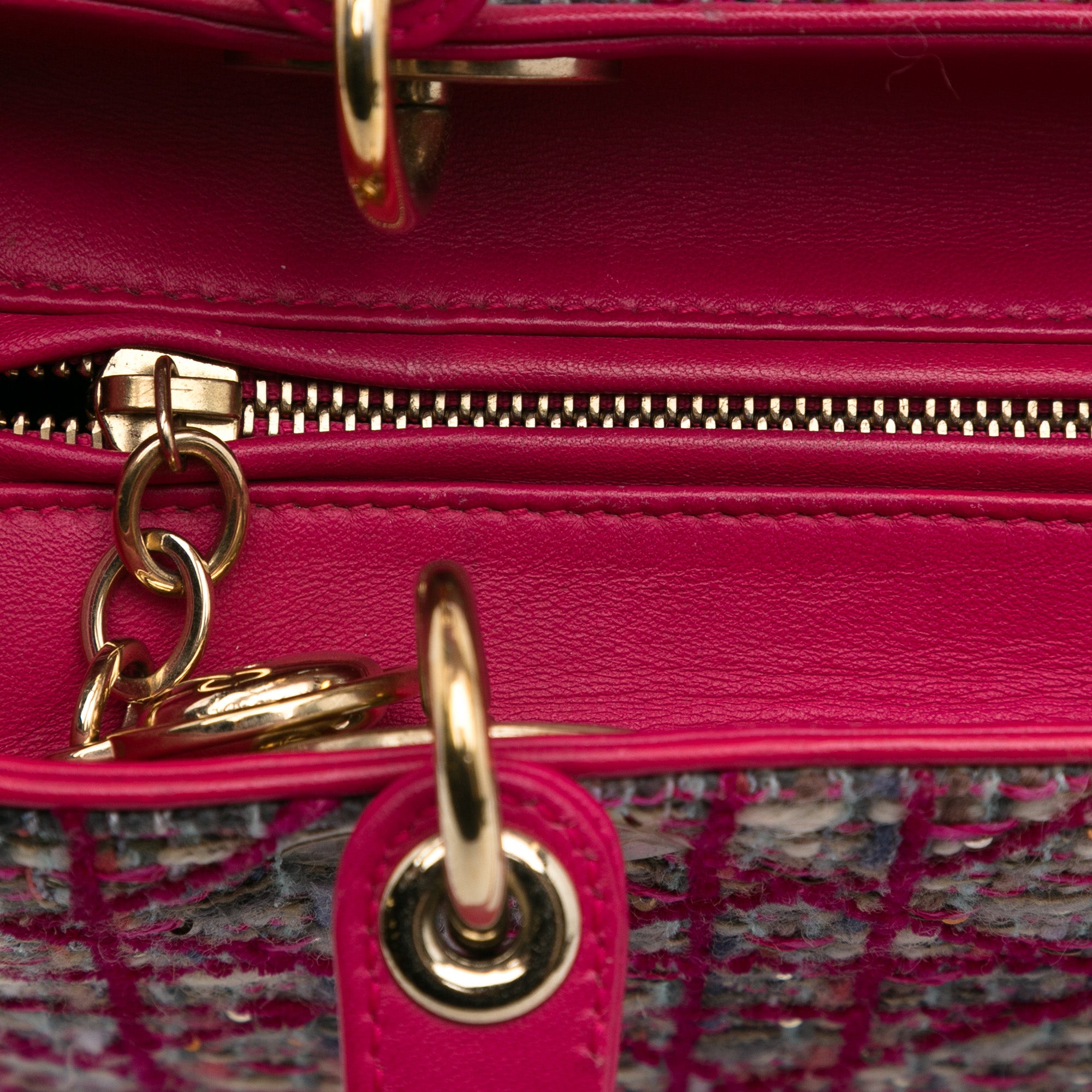 Dior | Pre-Owned Medium Tweed Macrocannage Lady | Pink/Dark Pink