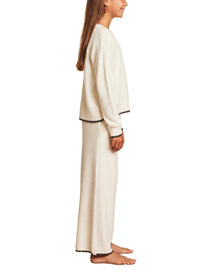 Youth | Cozychic Lite Scalloped Wide Leg Pant | Cream-Carbon