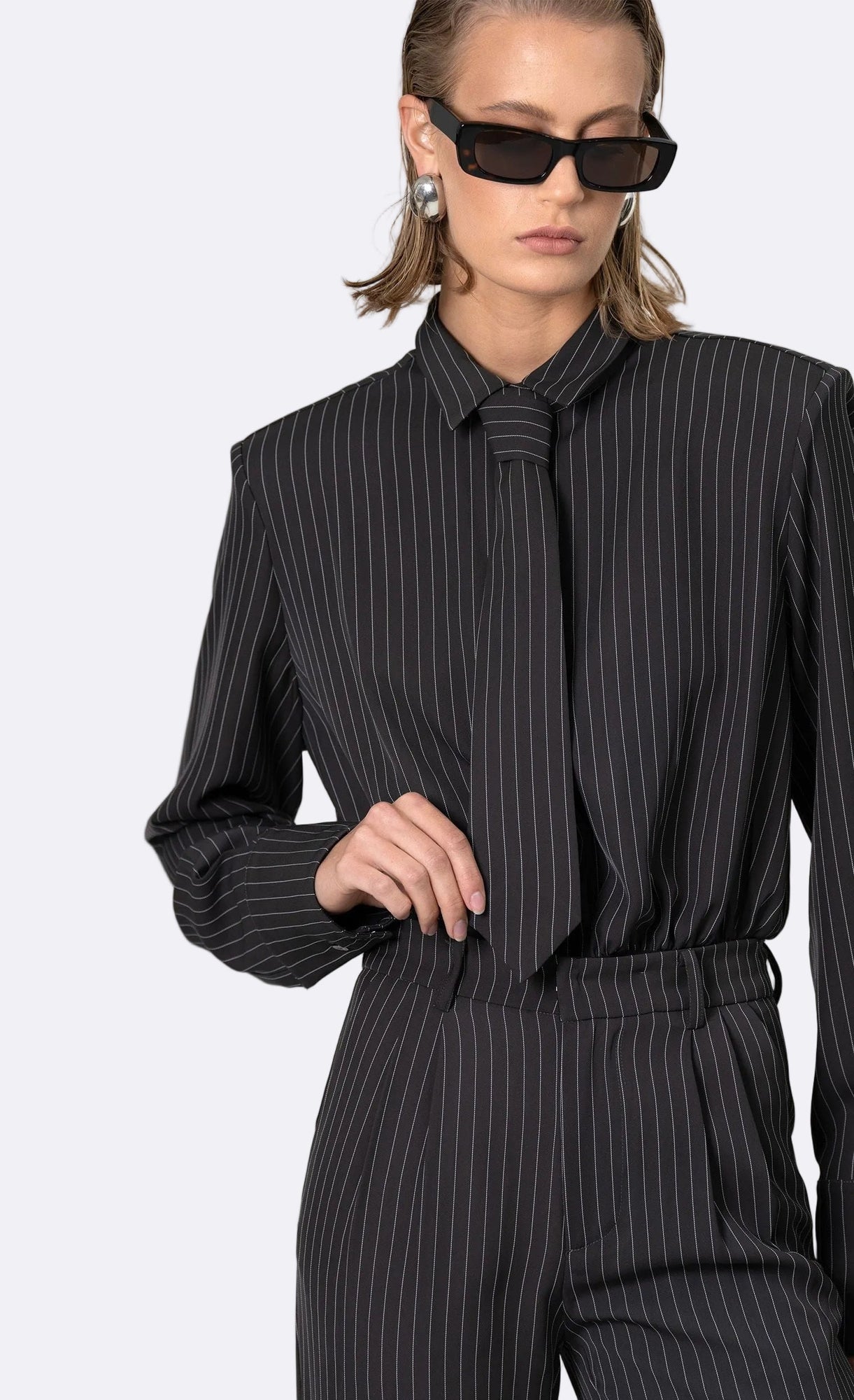 Elowen Bodysuit | Gray/White Stripe