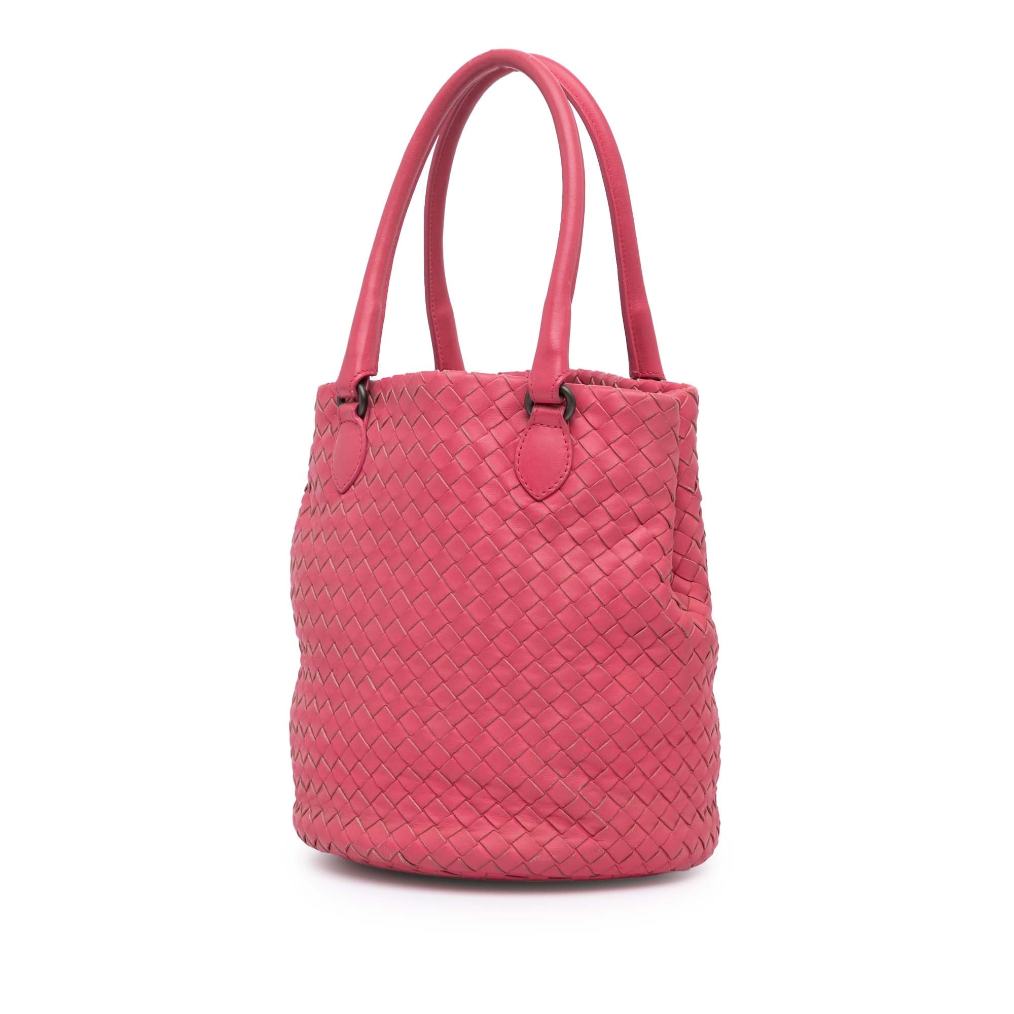Bottega Veneta | Pre-Owned Nappa Intrecciato Bucket Bag - II | Pink/Hot Pink