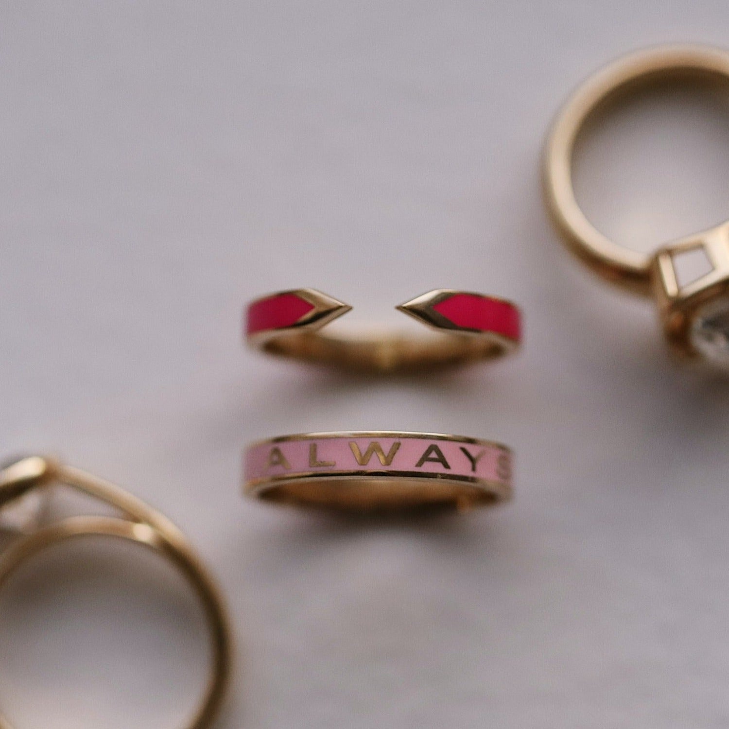 Women | "Always" Gold Memory Ring – Pink Enamel | 14k Rose Gold