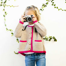 Kids | Salzburg Cardigan | Sand / Hot Pink