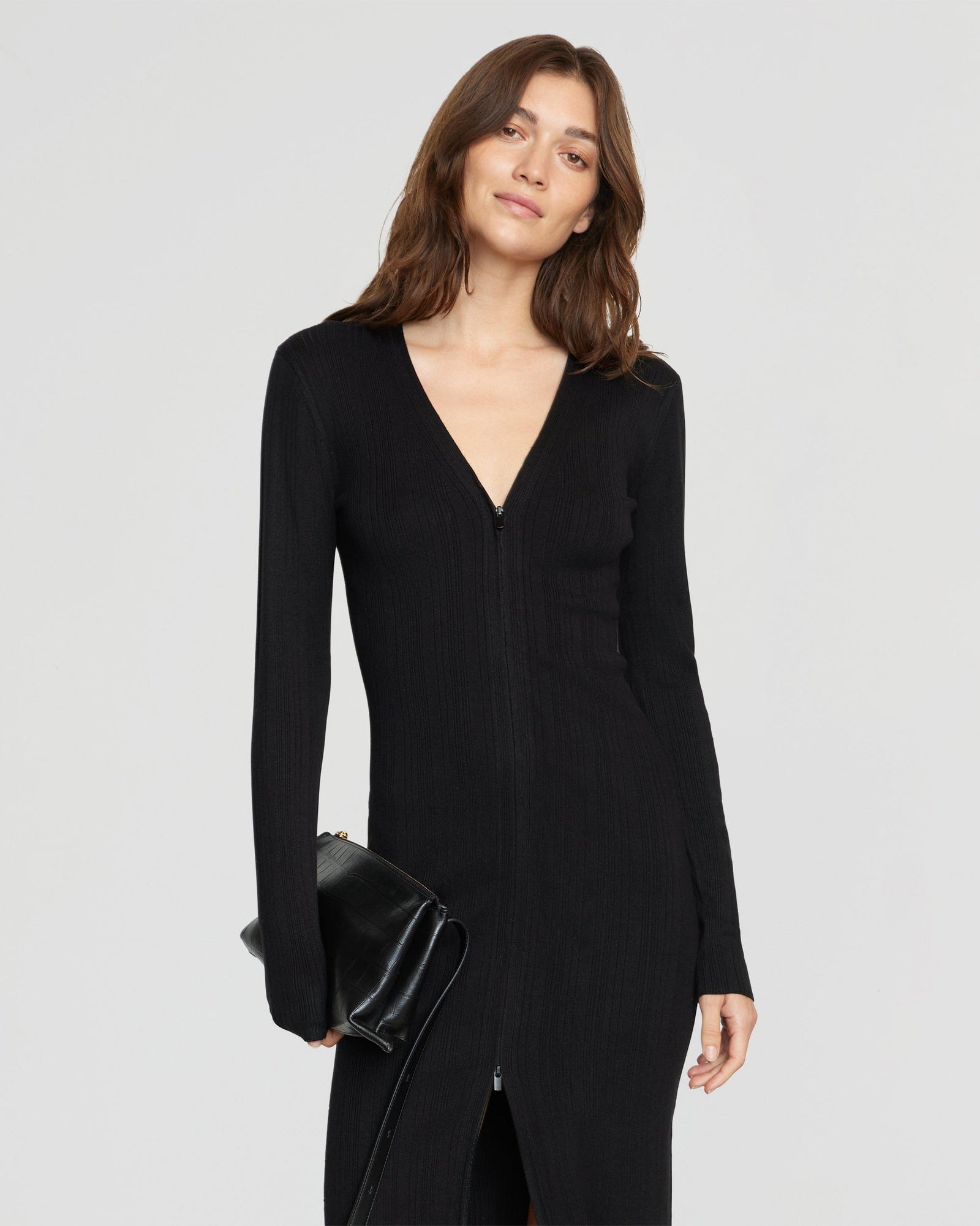 Renée | Ahran Ribbed Two-Way Zip Dress in Size Small