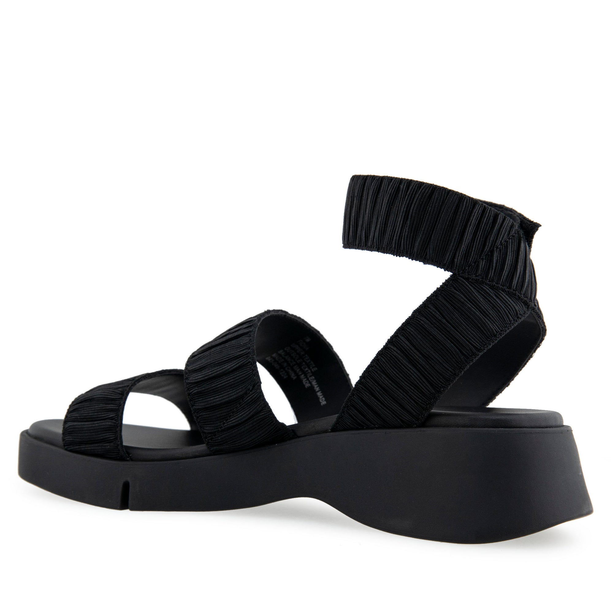 Fiona Sandal Sport | Black Rouched Elastic Fabric