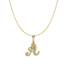 The Iced Out Script Initial Necklace | 18KT Gold Vermeil & Sterling Silver