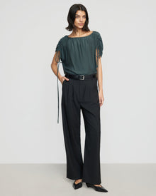 Bianca | Akari Semi-Sheer Gathered-Shoulder Blouse in Size Small