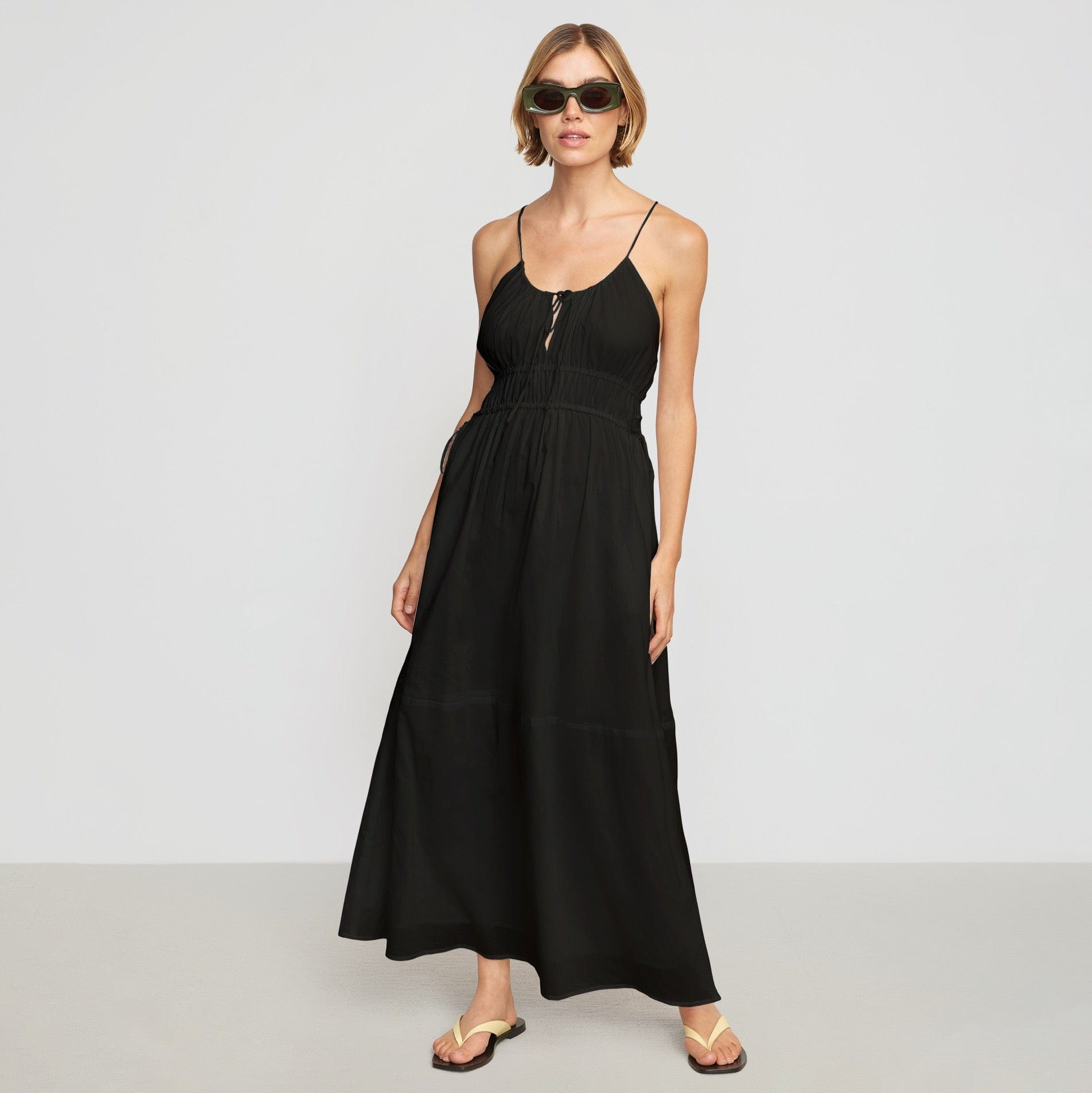 Alessandra Sculpted Cinched-Waist Dress | Black