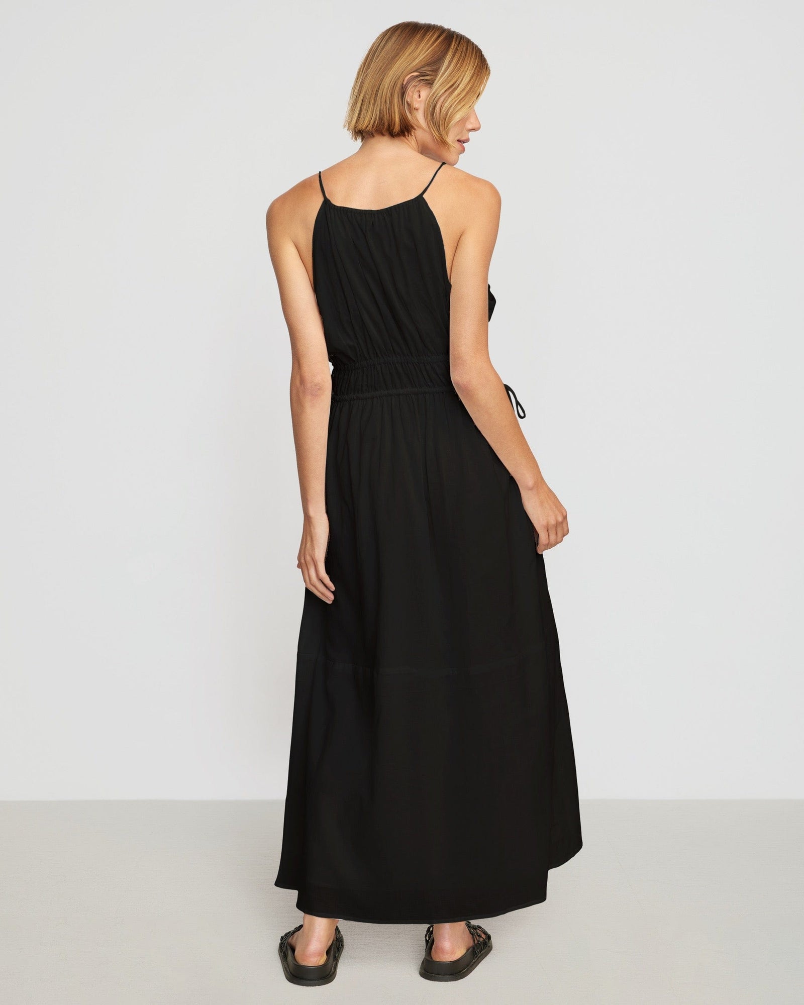 Alessandra Sculpted Cinched-Waist Dress | Black