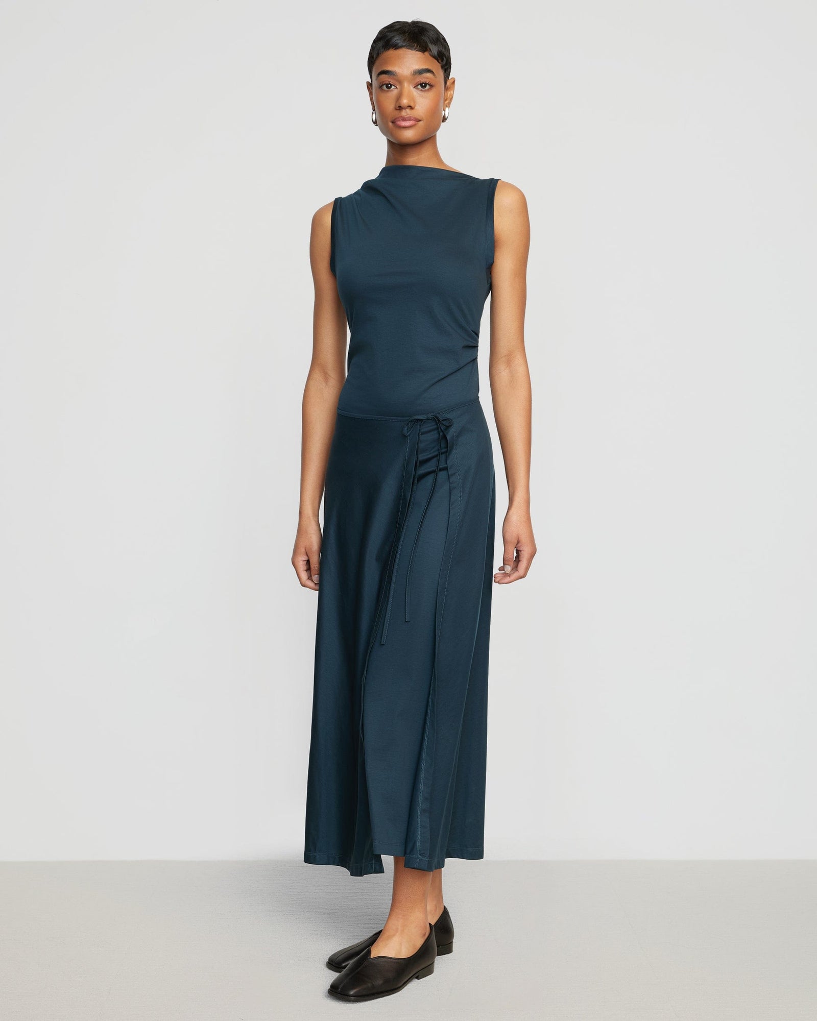 Simone | Amelia Asymmetric-Neck Wrap Dress in Size Small