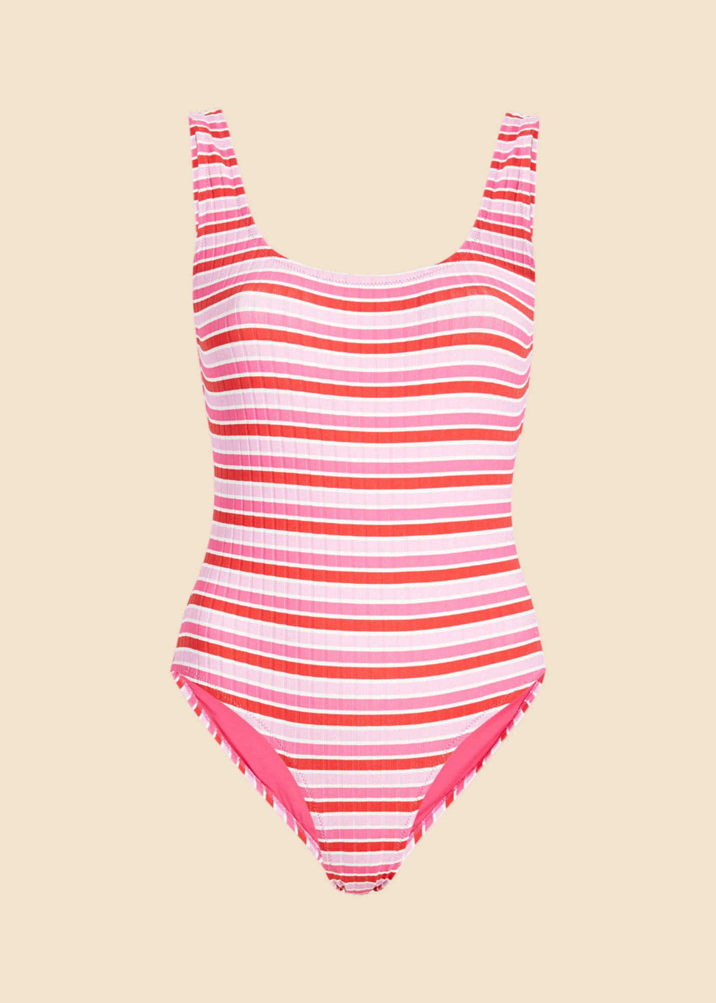 Womens | Anne-Marie One Piece Lightweight Rib | Pink Multi Stripe