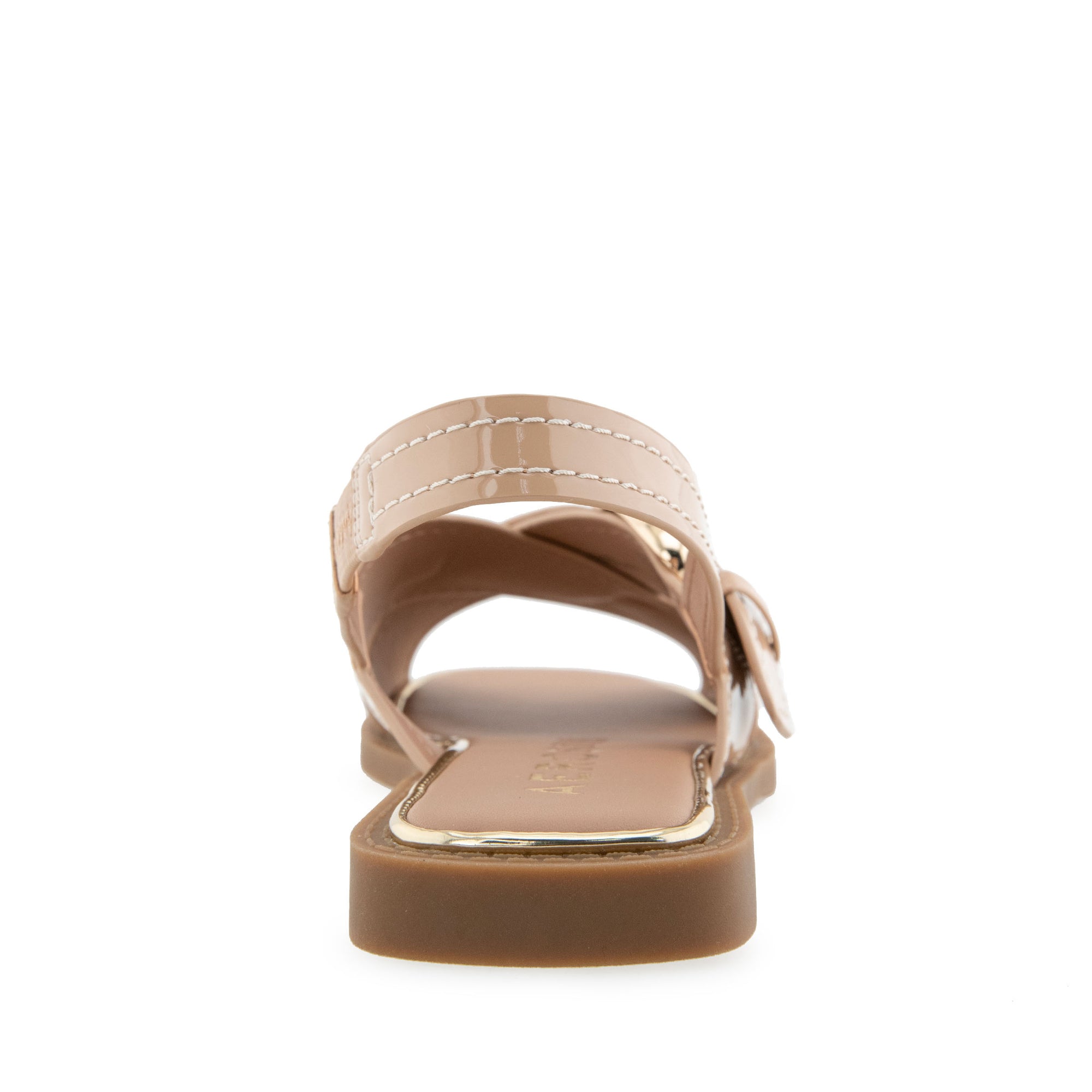 Cassa Sandal Flat | Beige Bisque Patent Faux Leather